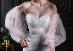 Mki01 - bridal detachable puff tulle sleeve - in several colors