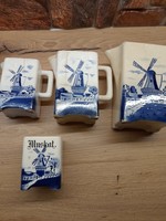 11 pieces! Antique Delft faience marked spice holders together