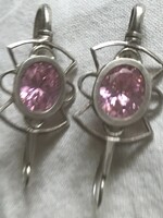 Silver stone earrings