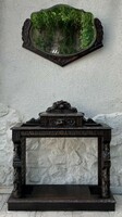 Antique Neo-Renaissance style console table with an excitingly shaped wall mirror