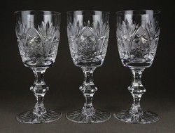 1R775 old beautiful crystal glass 3 pieces