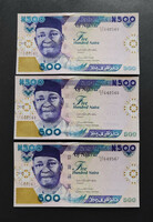 Nigeria 3 x 500 naira 2021 unc serial number trackers.