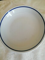Canteen vegetable plate with blue stripes