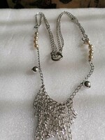 Sold out!!! Long (80 cm) necklace decorated with silver-plated pearls