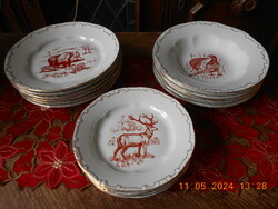 Zsolnay hunting scene plate set