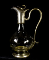 Beautiful pewter mounted French beverage pouring decanter!