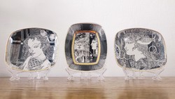 3 flawless Saxon endre Hólloháza gilded porcelain bowls / ashtrays