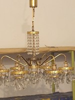 Antique brass chandelier with crystal balls