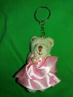 Cute retro teddy bear girl figure in silk dress key ring 9 cm according to the pictures