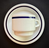 Alföldi blue striped mocha coffee uniset cup and saucer