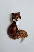 Fire enamel fox brooch/pendant