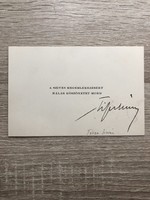 Card signed by Prime Minister István Tisza, aristocratic politician, Member of Parliament