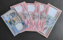 Nepal 5 banknotes, 1-5-10 rupees.
