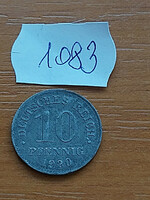 German Empire deutsches reich 10 pfennig 1920 zinc 1083