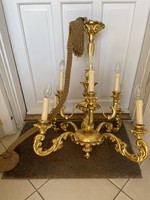 Rococo style gilded wooden chandelier
