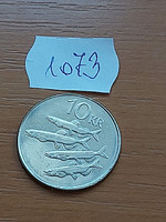 Iceland 10 kroner 2008 steel with nickel plating, hooded fish 1073