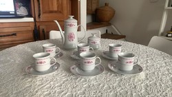 Alföldi porcelán kávés készlet Rózsaszín virágos