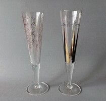 Pair of Ritzenhoff champus gold-plated designer champagne glasses, 2000s