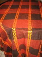 Beautiful floral checkered soft woven tablecloth with fringed edges