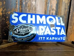 Schmoll paste is available here, enamel plaque from the first half of the 20th century, commercial advertisement