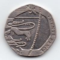 Nagy-Britannia Egyesült Királyság 20 angol penny, címerrészletes
