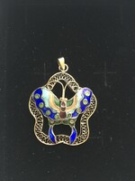 A special gold-encrusted fire enamel filigree silver pendant-jewelry rarity