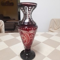 Bíborpácolt csiszolt  váza 31 cm magas