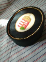 Green velvet box with needle tapestry with Hungarian coat of arms