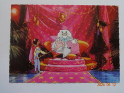 Old graphic postcard with fairy tale characters, postage stamp: the cat catcher c. Based on the cartoon (1986)