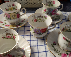 Német Bavaria Royal China német 12 hónapos gyönyorű virágos teás készlett