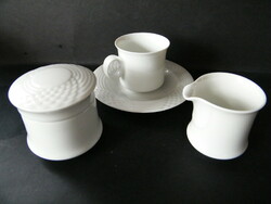 Hutschenreuther scala white porcelain 1-person coffee cup with bottom, cream and sugar holder