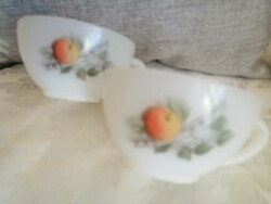 Pair of French milk glass cups