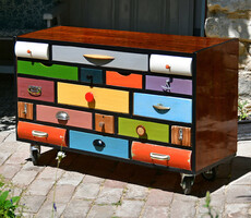 Rustic, colorful chest of drawers