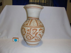 Korondi kerámia váza, padlóváza - 32 cm - jelzett, monogramos
