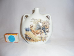 Rare lowland porcelain water bottle - with boar, roe deer decor - for collection, for hunters