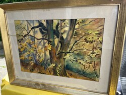 Lukács Ágnes :őszi erdő Akvarell papír technikával jelzet