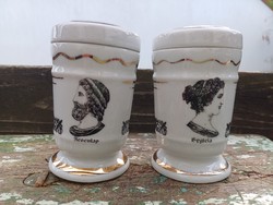 A pair of porcelain apothecary jars