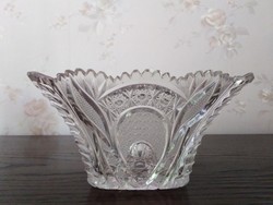 Engraved crystal, rectangular table decoration bowl, 12 cm high, flawless, first half of the 20th century.