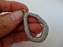 Beautiful silver drop pendant with small white stones