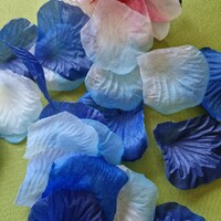 Wedding, party dek80f - 100 textile flower petals - blue shades mix
