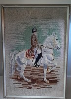 Horse soldier old tapestry picture from the 1960s
