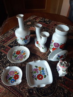Eight hand-painted Kalocsa porcelains