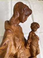 Gyönyörű Mária Kis Jézus fa szobor nagy 55 cm magas.
