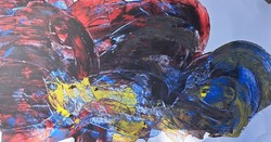 Modern painting j. Reigl. Wave dance. Oil, paper.