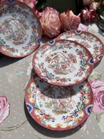 Wonderful old English small plates - saucers with decorative patterns, 4 pieces together