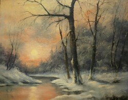 Ismeretlen festő (1900 körül) : Téli patakpart