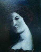 Portrait of a woman with a baroque atmosphere. Oil painting. 20th century.