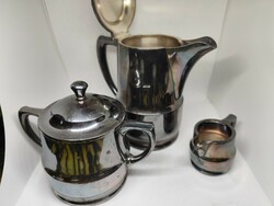 Extra special old coffee house wellner & söhne metal and porcelain coffee or tea set.