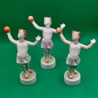 Lőrincz istván zsolnay little girl playing ball figurines
