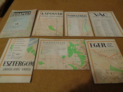 Maps of Hungarian cities, from the 80s, 7 pcs